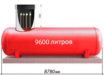 Газгольдер с высокими патрубками 9600 литров для газификации дома площадью до 800 м.кв.